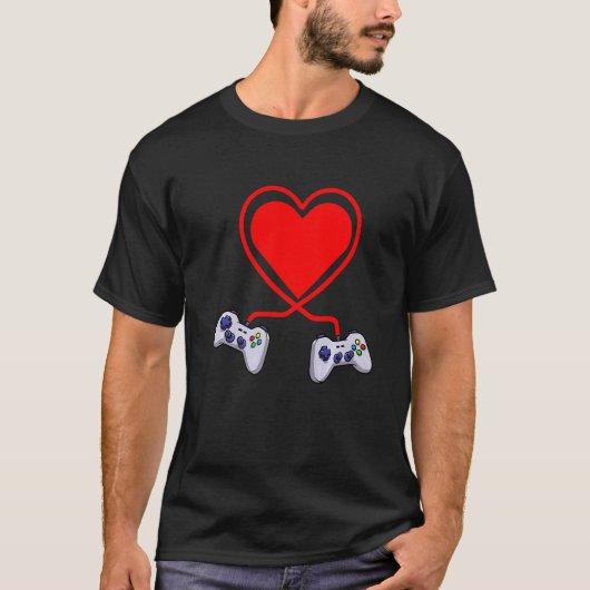 Controller hartvideo gamers Funny Valenines Day T-shirt (Voorkant)