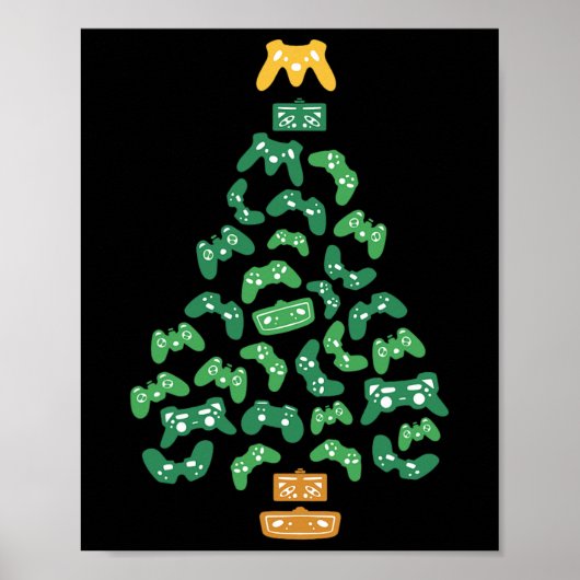 Controller Kerstboom Pyjama Cool Xmas Gaming Poster (Voorkant)