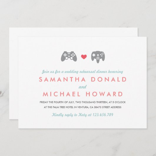 Controller Love Rehearsal Dinner Kaart (Voorkant / Achterkant)