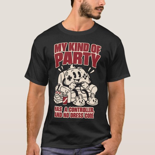 Controller Party No Dress Code Funny Gaming Tee T-shirt (Voorkant)