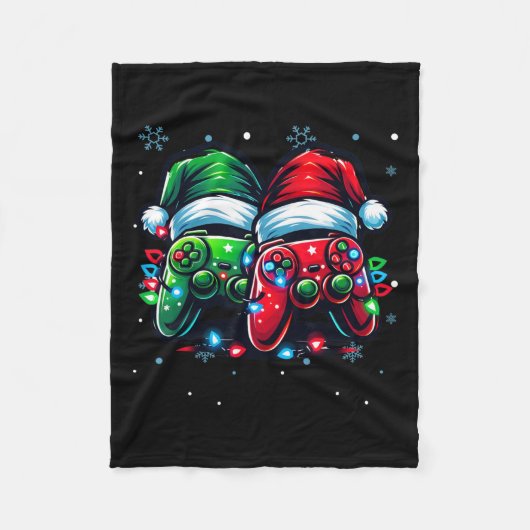 Controller Santa Hat Kerstmis Gaming X-mas Gamer Fleece Deken (Voorkant)