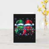 Controller Santa Hat Kerstmis Gaming X-mas Gamer Kaart (Gele Bloem)