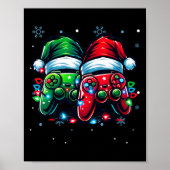 Controller Santa Hat Kerstmis Gaming X-mas Gamer Poster (Voorkant)