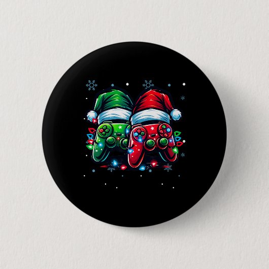 Controller Santa Hat Kerstmis Gaming X-mas Gamer Ronde Button 5,7 Cm (Voorkant)