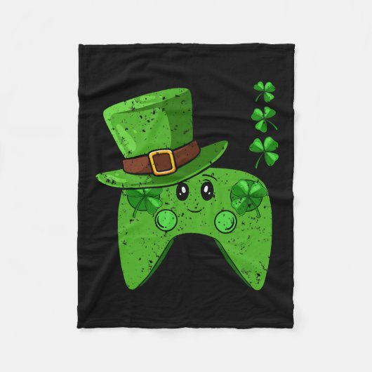 Controller Shamrock St Patricks Day Gaming Gamer Fleece Deken (Voorkant)