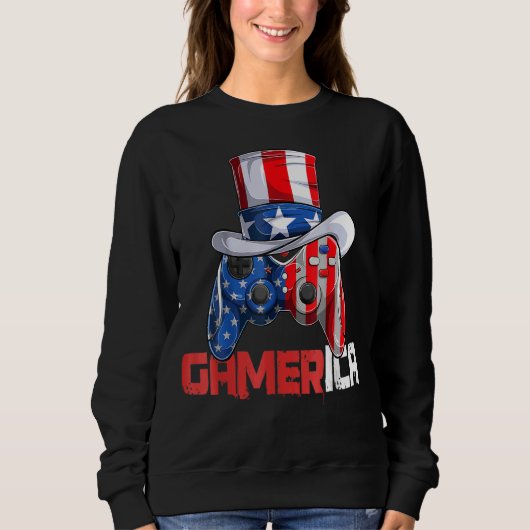 Controller Uncle Sam Videogame Gamerica US Flag 4 Trui (Voorkant)