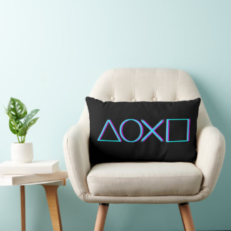 Controllerknoppen Neon Glitch Art Gamer Kussen