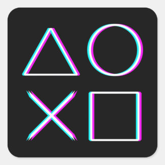 Controllerknoppen Neon Glitch Art Gamer Vierkante Sticker