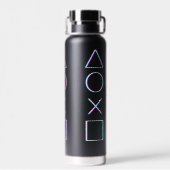 Controllerknoppen Neon Glitch Art Gamer Waterfles (Achterkant)
