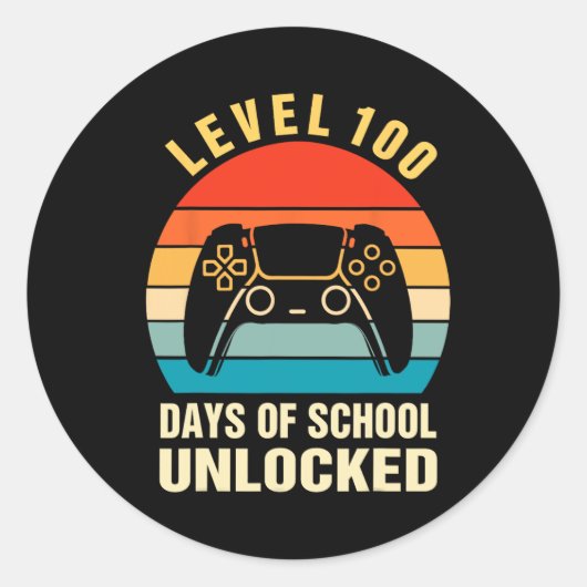 Controllerniveau 100 dagen van school ontgrendelde ronde sticker (Voorkant)