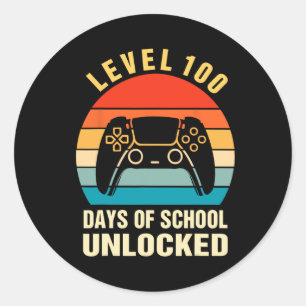 Controllerniveau 100 dagen van school ontgrendelde ronde sticker