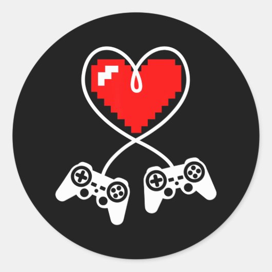 Controllers Hartvideo Gamer Valentijnsdag Ronde Sticker (Voorkant)