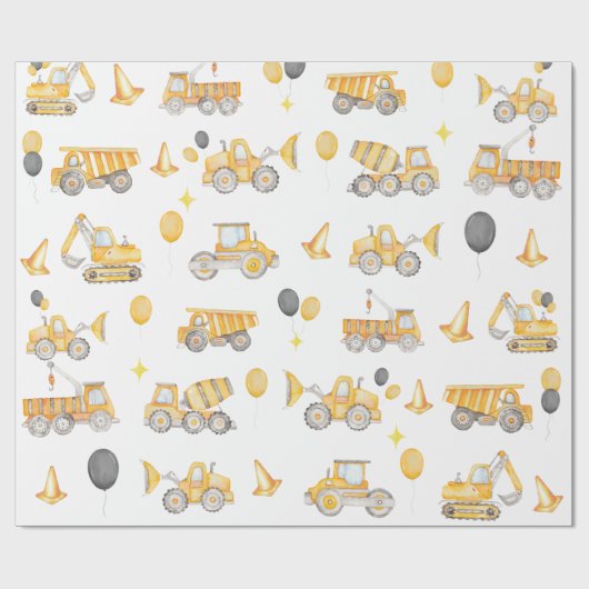 Contruction Birthday Wrapping Paper Cadeaupapier (Vlak)