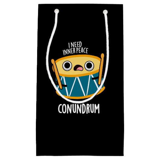 Conundrum Funny Drummer Drum Pun Dark BG Klein Cadeauzakje (Voorkant)