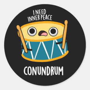 Conundrum Funny Drummer Drum Pun Dark BG Ronde Sticker