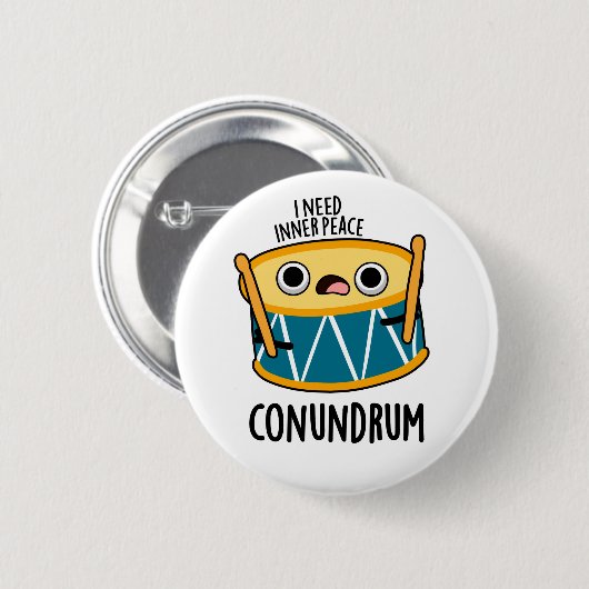 Conundrum Funny Drummer Drum Pun Ronde Button 5,7 Cm (Voorkant /achterkant)