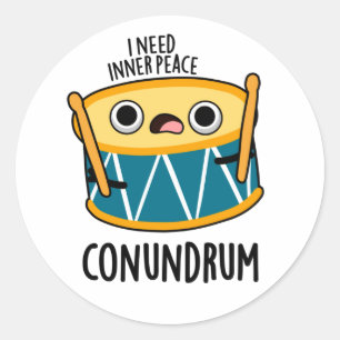 Conundrum Funny Drummer Drum Pun Ronde Sticker