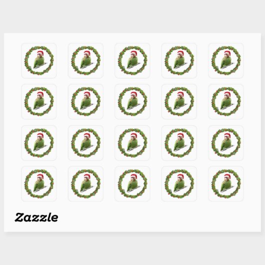 Conure kerst Wreath Vierkante Sticker (Vel)