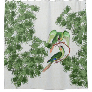 Conure papegaaien palmbomen Schuifgordijn Douchegordijn