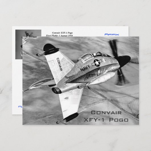 Convair XFY-1 Pogo VTOL Vliegtuig Briefkaart (Voorkant / Achterkant)