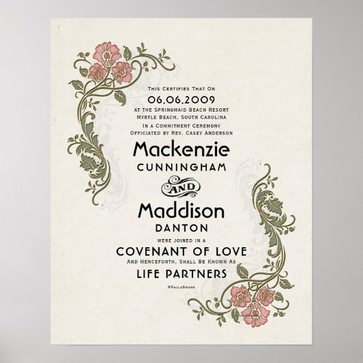 "Convenant of Love" LifePartners WeddingCertificat Poster (Voorkant)