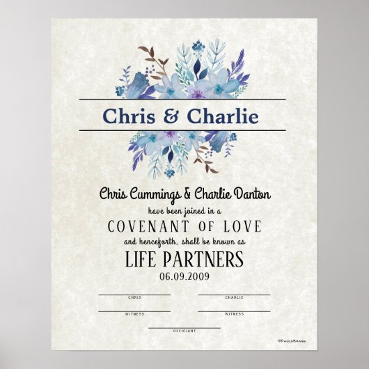 "Convenant of Love" LifePartners WeddingCertificat Poster (Voorkant)