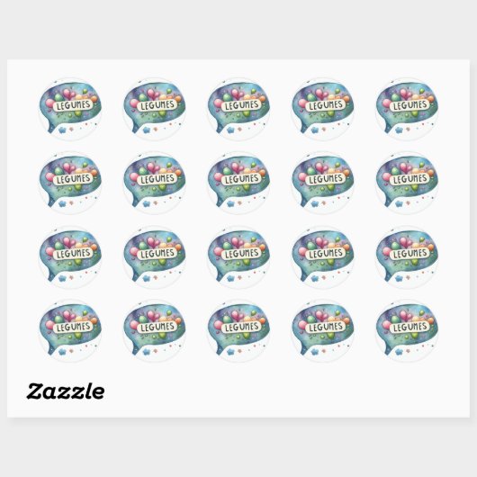 Conventionele ronde stickers (Legumes) (Vel)