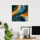Convergence – Abstracte velden van beweging en gou Poster (Thuiskantoor)