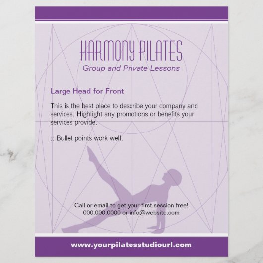 Convergent Lines Paarse Pilates Flyer (Voorkant)