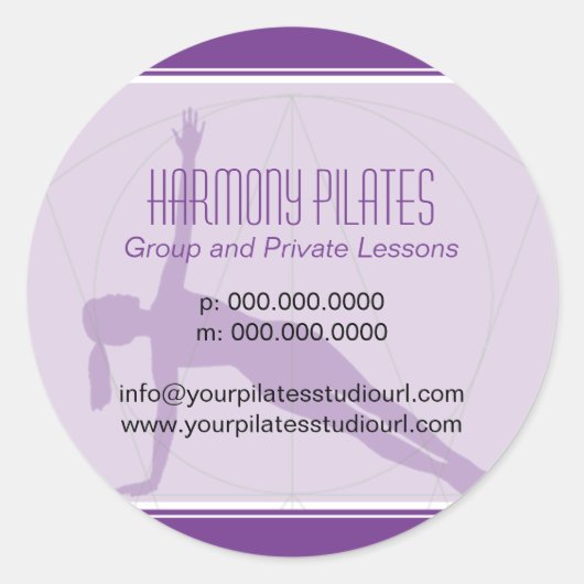 convergente lijnen Paarse pilates Ronde Sticker (Voorkant)