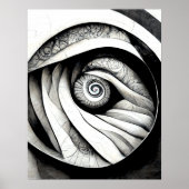 Convergentie - Abstracte zwart-witkunst Poster (Voorkant)