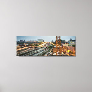 Convergerende Chicago-snelwegen panorama Canvas Afdruk