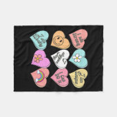 Conversation Hearts Groovy Valentines Day Cute Tea Fleece Deken (Voorkant (Horizontaal))