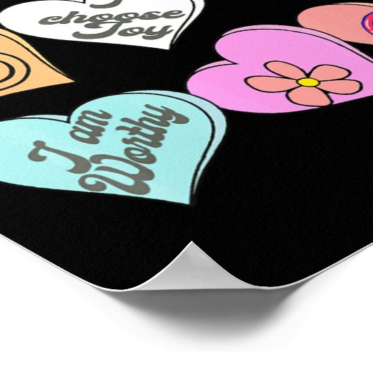 Conversation Hearts Groovy Valentines Day Cute Tea Poster (Hoek)