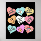 Conversation Hearts Groovy Valentines Day Cute Tea Poster (Voorkant)