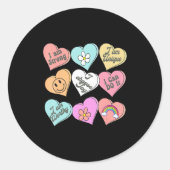 Conversation Hearts Groovy Valentines Day Cute Tea Ronde Sticker (Voorkant)