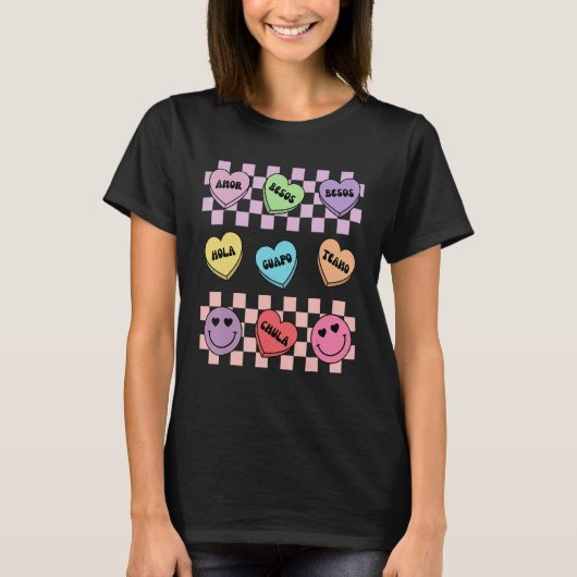 Conversation Hearts Spanish Mexican Valentines Day T-shirt (Voorkant)