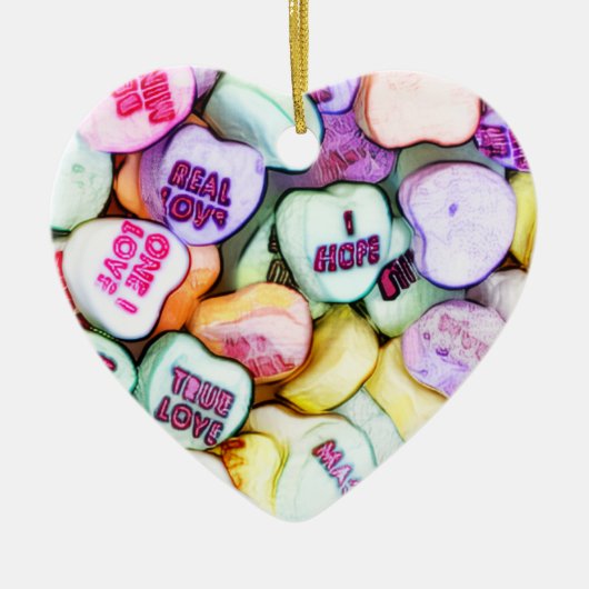 Conversation Hearts Valentijnsdag Fun Love Keramisch Ornament (Voorkant)