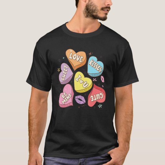 Conversation Hearts Valentines XOXO Retro Groovy F T-shirt (Voorkant)