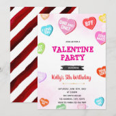 Conversation Hearts verjaardagsuitnodiging Kaart (Voorkant / Achterkant)