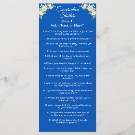 Conversation Starters - Break The Ice Questions Menu (Voorkant)