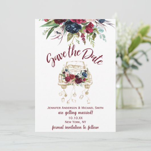 converteerbaar Bourgogne Roos Sla de datum op Save The Date (Staand voorkant)