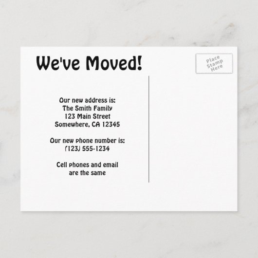 converteerbare Antiek auto, adreswijziging Aankondigingskaart (Achterkant)