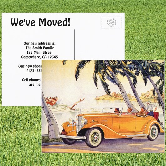 converteerbare Antiek auto, adreswijziging Aankondigingskaart