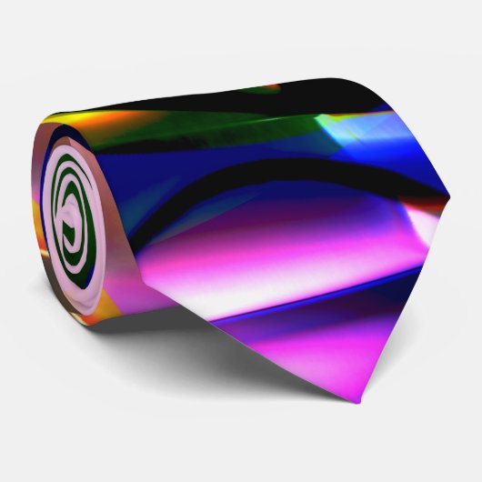 Convex verdraaid blauw een geel spiraaltje op roze stropdas (Opgerold)