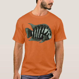 Convict Cichlid Aquarium Design for Fishkeeper Fan T-shirt