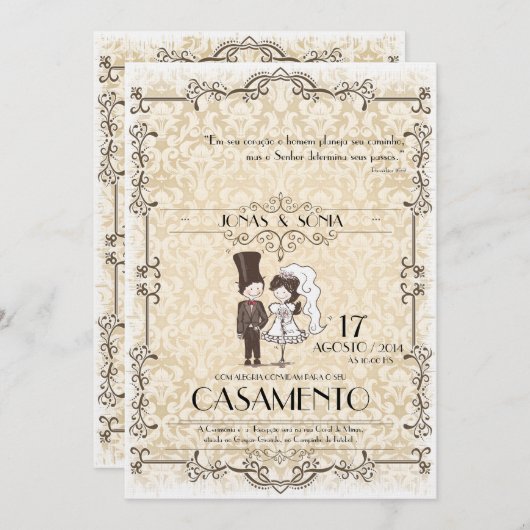 Convite Casamento Kaart (Voorkant / Achterkant)