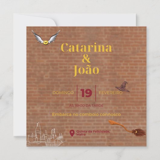 Convite Casamento Tema Harry Potter Kaart (Voorkant)