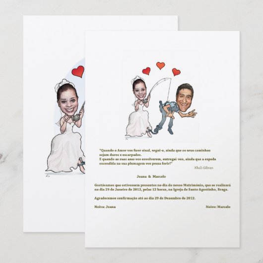 Convite com Caricatura Kaart (Voorkant / Achterkant)