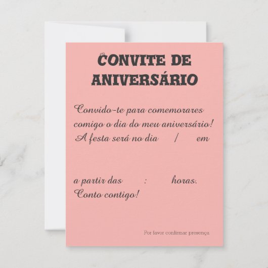Convite de aniversário Benfica Kaart (Achterkant)